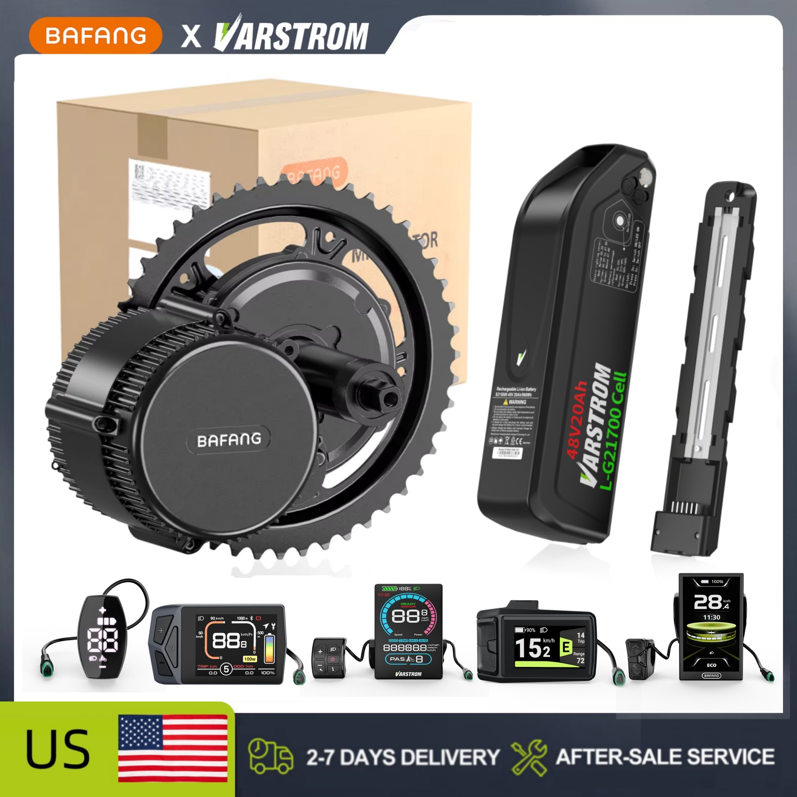 [US Stock]Bafang 48V Mid Drive - Side Hung Mid Drive Motor Kit 评论和价格